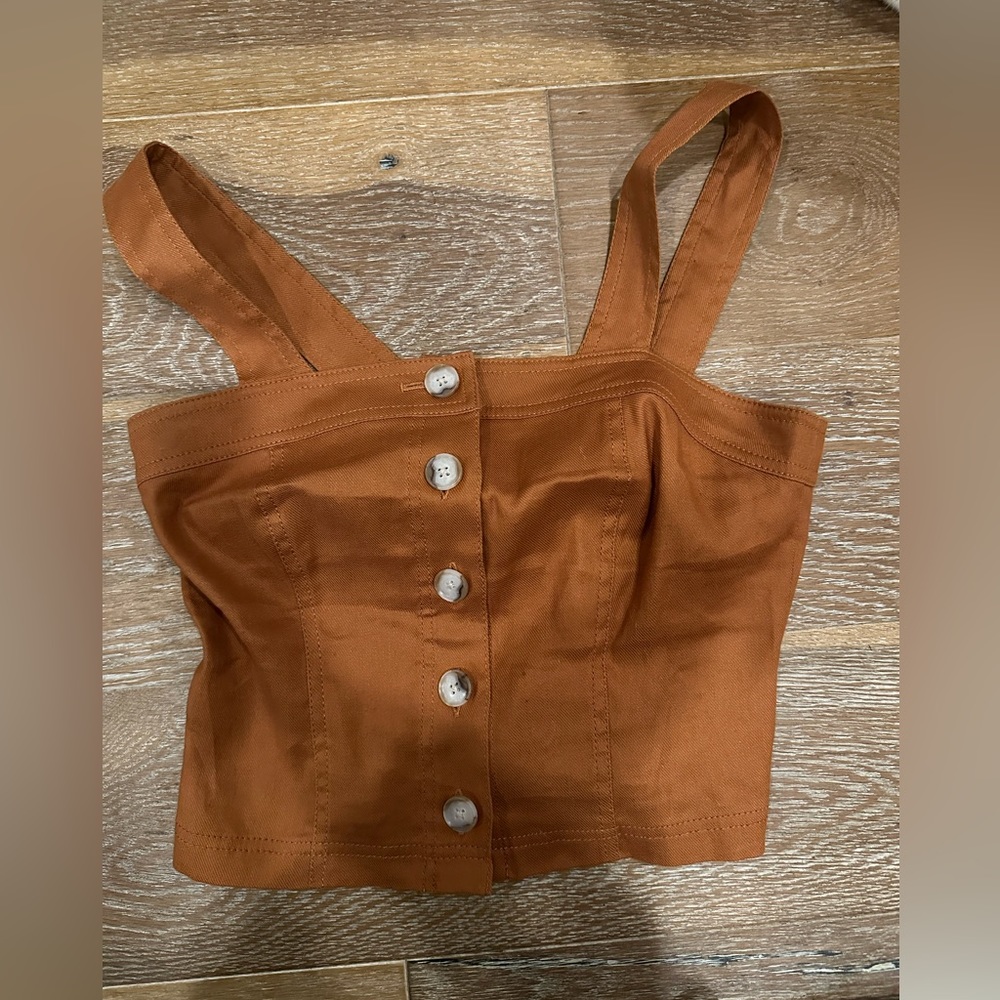 Banana Republic Rust Canvas Button Up Tank Xs - image 3